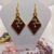 Handmade Resin Earrings Red Square Design Gold Tone Finish