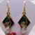 Resin Earrings Green Diamond Design Gold Tone Finish