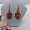 handmade Pink resin earrings Drop Shape