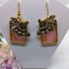 handmade resin earrings floral rectangular design
