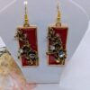 handmade resin earrings with a floral rectangular design