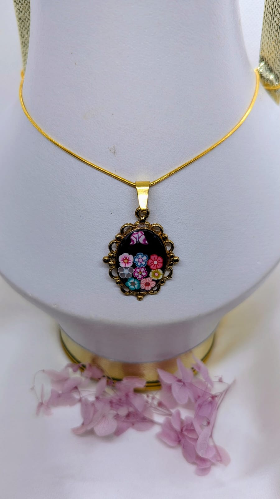 Handmade Pendant Necklace for Women. Gold Tone Statement Jewelry