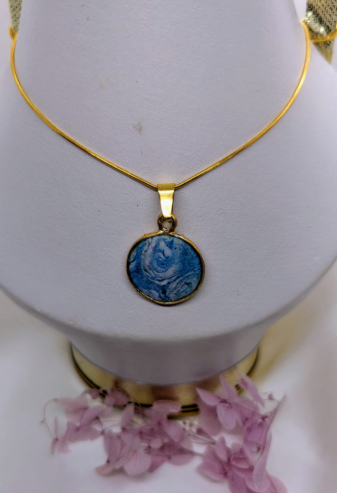 Handmade Pendant Necklace for Women. Gold Tone Statement Jewelry