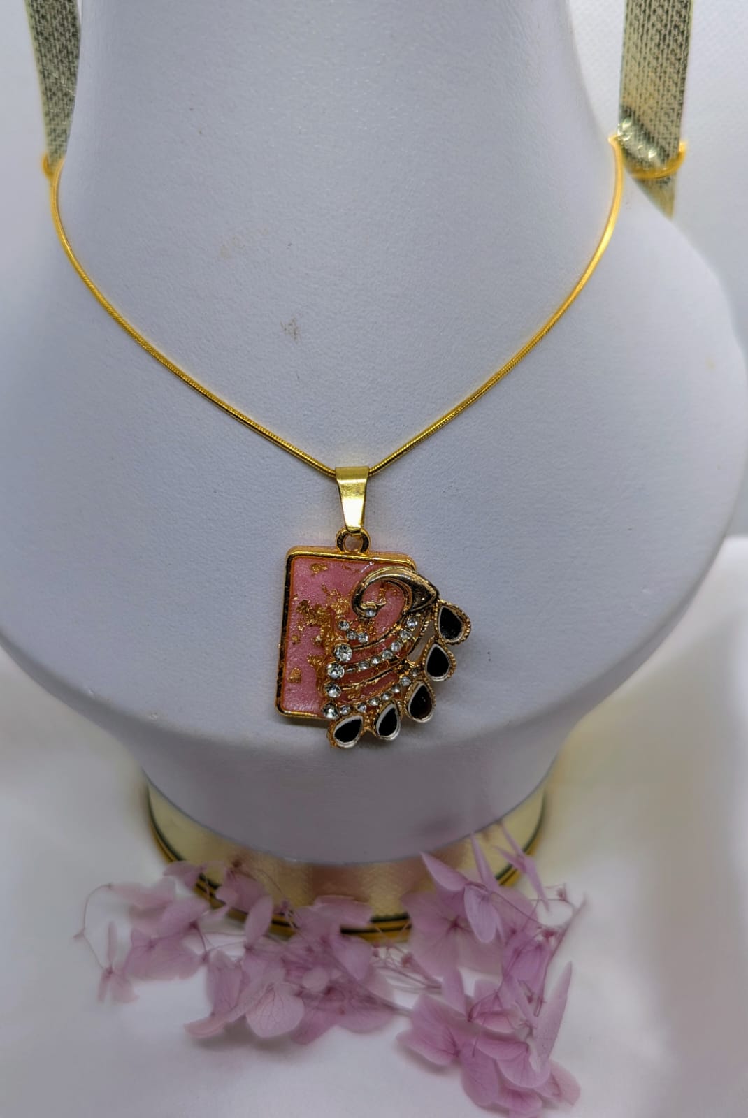 Handmade Pendant Necklace for Women. Gold Tone Statement Jewelry