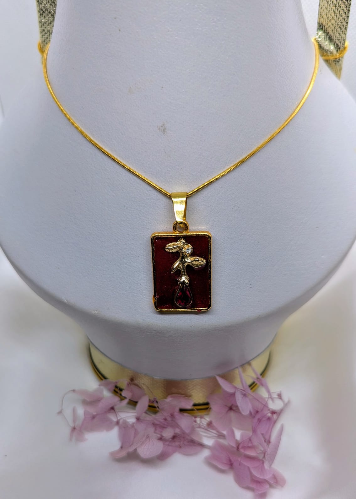 Handmade Pendant Necklace for Women. Gold Tone Statement Jewelry