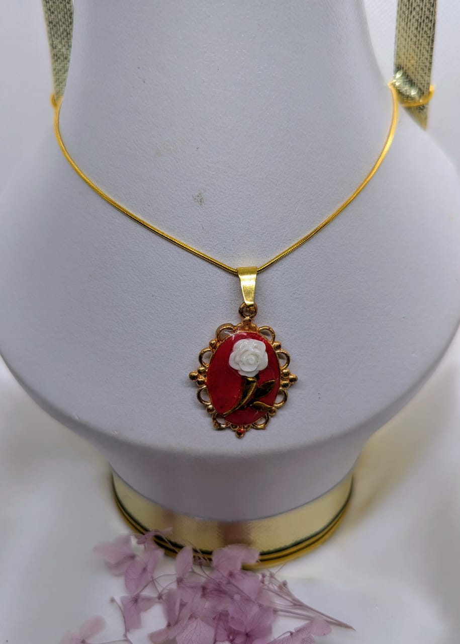 Handmade Pendant Necklace for Women. Gold Tone Statement Jewelry